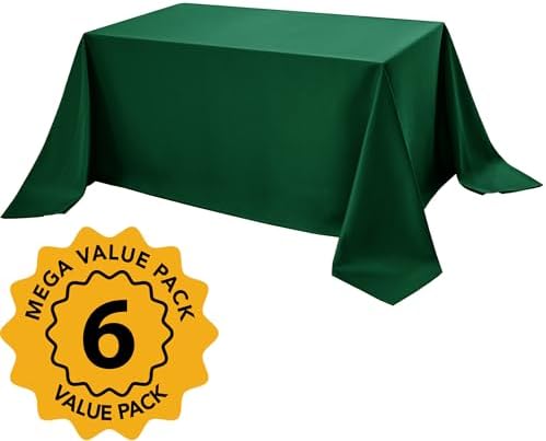 6-Pack Hunter Green Tablecloths for Rectangle Tables, 90 x 156 in - Image 2