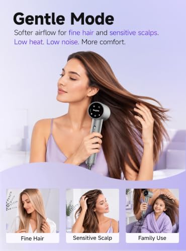 High-Speed Ionic Hair Dryer, Lightweight, Quiet Blow Dryer, Silver Gray - Image 5
