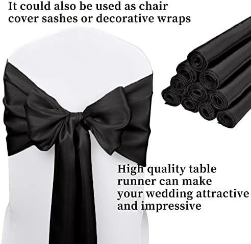 10-Pack Black 12 x 108 inches Long Premium Satin Table Runner - Image 3