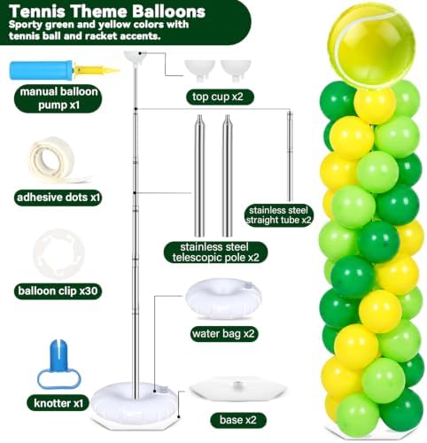 2 Sets Tennis Racket Balloon Column Stand Adjustable Sports Balloon Decor - Image 2