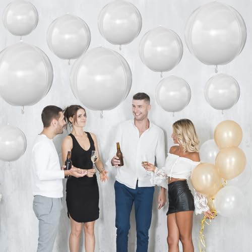 12PCS Matte White Round Foil Balloons 22" 15" 10" Large Balloons - Image 6