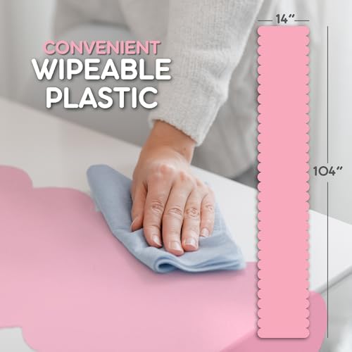 Light Pink Scallop Table Runner, Disposable Plastic, 5 Pack, 14x108in - Image 6