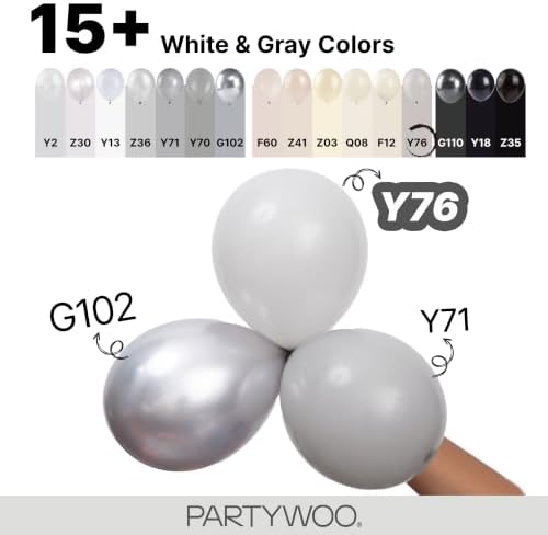 PartyWoo Grey Balloons 140pcs Light Pastel Pale Gray Color Different Sizes - Image 4