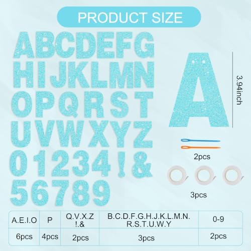 BEISHIDA 116 PCS A-Z DIY Letter Banner Kit Make Your Own Banner Including 111 Letters and Numbers 3 Rope and 2 Threading Device,Customized for Birthday Graduation Wedding Decor Glitter Teal Blue - Image 2