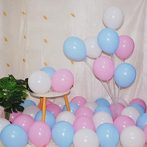 300 Pcs Pink Blue and White 5 Inch Balloons Macaron Pastel Pink and Blue White Latex Small Balloon for Baby Shower Birthday Bridal Shower Wedding Anniversary Gender Reveal Party Decorations by BAOKUANHU