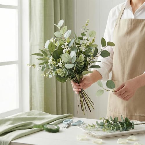 lovemoon 260 Pcs Artificial Mixed Eucalyptus Stems Bulk, 5 Kinds of Faux Greenery Eucalyptus Leaves Bulk for Vase Wedding DIY Bouquets Floral Arrangement Home Decor (260, Green) - Image 7