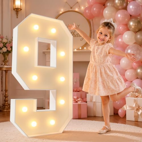 imprsv 4FT Marquee Numbers,DIY Light Up Numbers for 9th 19th Birthday Decorations, Party Party Decorations,Anniversary Party Decor,Mosaic Number for Balloons Number 9,Pre-Cut Foam Board Kit by Letsmakeitimpressive