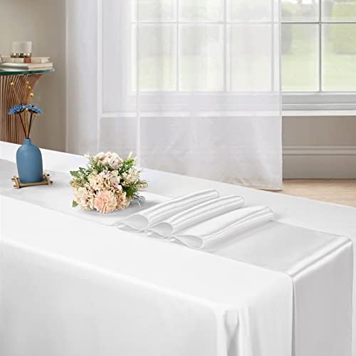 10-Pack White 12 x 108 inches Long Premium Satin Table Runner - Image 5