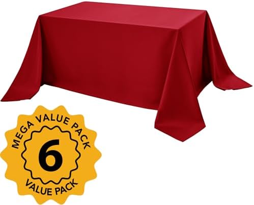 6-Pack Red Tablecloths for Rectangle Tables, 90 x 132 Inches - Image 2