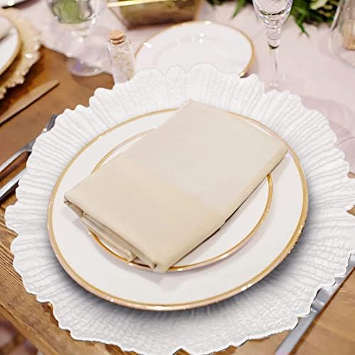 MAONAME White Charger Plates Set of 12, Reef Chargers for Dinner Plates - Image 3