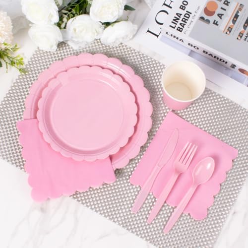 Vyntra 175 Pcs Pink Paper Plates and Napkins Party Supplies - Image 4