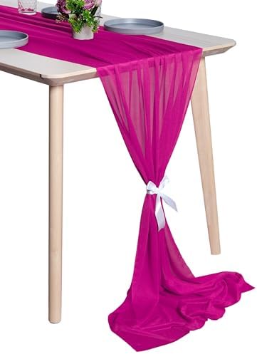 Pack of 20 Chiffon Table Runners 29 x 120 Inch, 14FT Long - Magenta by MDS