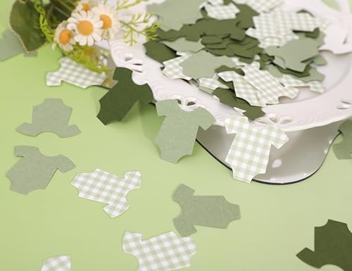 Saga Green Baby Shower Bodysuit Confetti,Green Gingham Baby Shower Confetti - Image 5