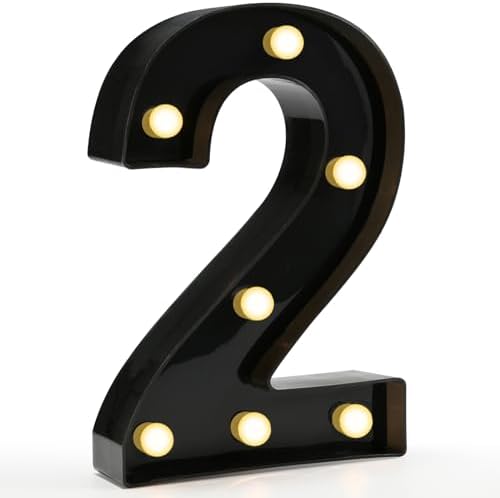 Pooqla Black Light Up Numbers 2, 2nd Birthday Decorations for Boys by Pooqla