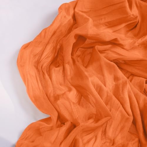 DeZerlor Orange Cheesecloth Table Runners 4 Pack Summer Boho Fall Runners - Image 3