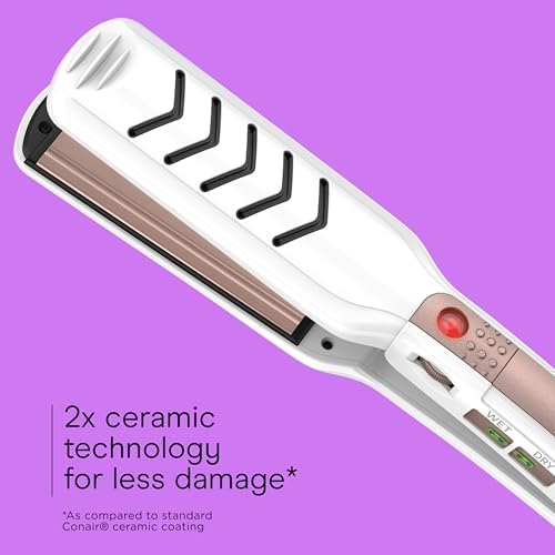 Conair Hair Straightener, Double Ceramic, Wet to Dry, Long 1 1/2" Plates - Image 3