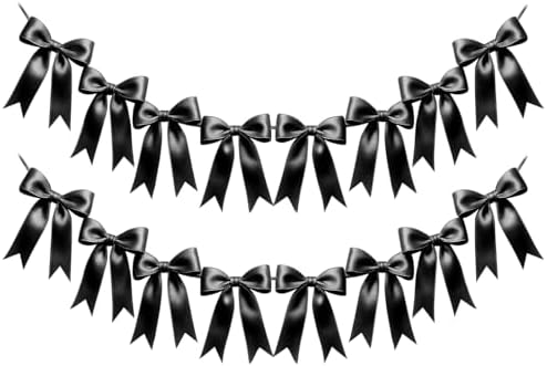 2 Strings of 16PCS Black Bow Garlands Banner Decoration,Pre-Strung Satin Ribbon Ornaments for Birthday,Bachelorette Party,Bridal Shower,Wedding,Engagement,Baby Shower, Graduation Decor,Anniversary by Unknown