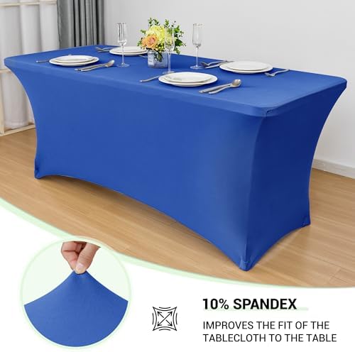 Obstal 4ft Stretch Spandex Table Cover, 2 Pack, Royal Blue - Image 2