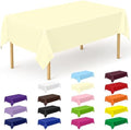 QZYL 12 PCS Ivory Plastic Tablecloths, 54 in x 108 in Dinner Table Cloths, Rectangle Table Cover for Birthday Party Family Gathering Wedding by QZYL
