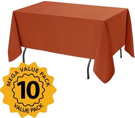 10-Pack Rust Tablecloths for Rectangle Tables, 70 x 120 Inches - Image 2