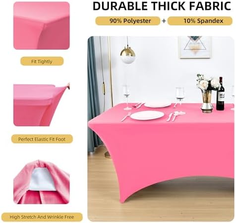 2-Pack 4ft Spandex Table Covers for Rectangular Folding Tables - Wrinkle Resistant Stretch Tight Table Cloths - Ultimate Fitted Table Protector for Parties, Banquet, and Wedding - Image 2