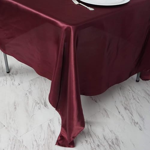 Balsa Circle 10 pcs 72x72 inch Burgundy Square Tablecloth Satin Fabric Overlays Linens | Table Cloths Cover for Wedding Party Banquet Reception Events Decoration Kitchen Dining Events Kitchen Dining - Image 2
