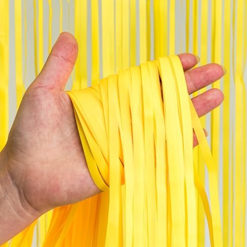 Yellow Streamers Party Backdrop - GREATRIL Foil Fringe for Pineapple/Lemon/Truck/Race Birthdays Party Decoration - 3.2ft X 8.2ft - 2 Packs - Image 5