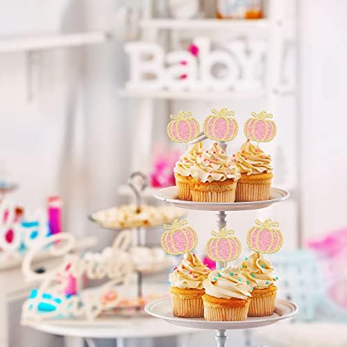 24Pcs Pink Pumpkin Cupcake Toppers Girl Baby Shower Decorations Pumpkin Birthday Decorations Cupcake Picks Pumpkin Gender Reveal Cupcake Toppers Party Supplies - Image 6