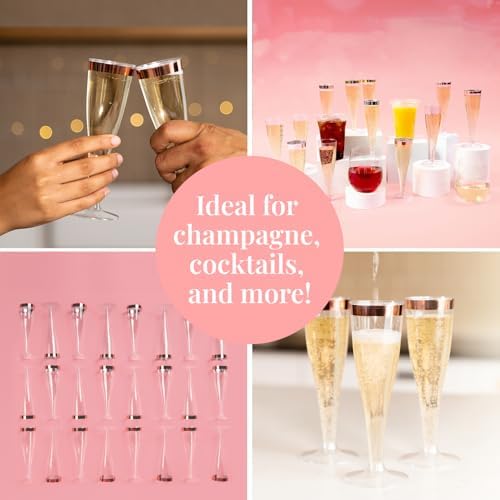 Prestee Disposable Champagne Flutes, 4.5 oz Plastic Champagne Glasses - Image 6