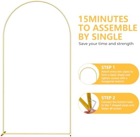 6.6FT Metal Arch Backdrop Stand Gold Balloon Arch Frame for Wedding Party - Image 4