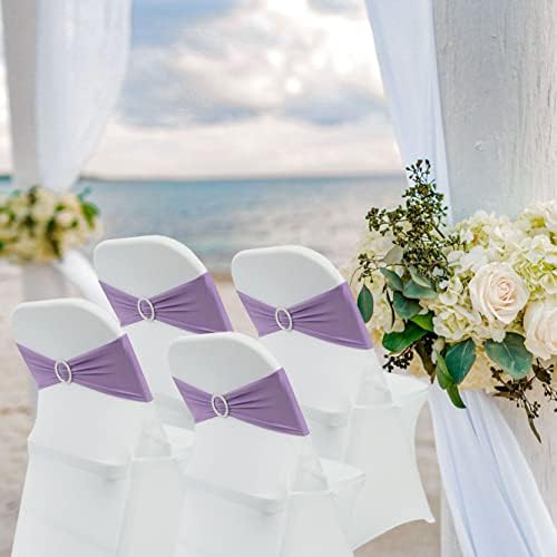 Spandex Chair Sashes Bands, Lavender, 30PCS - Image 2