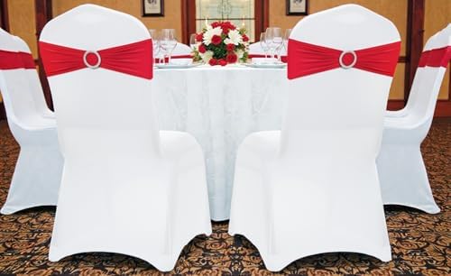 MDS Pack of 200 Spandex Chair Sashes for Wedding Party & Event – Red - Image 6