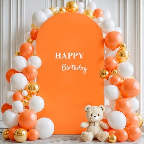7.2 ft Arch Backdrop Cover Orange - Double-Sided Spandex Arch Covers Stretchy Backdrop for Balloon Arches Birthday Party Baby Shower Banquet Wedding Photo Background - Image 7