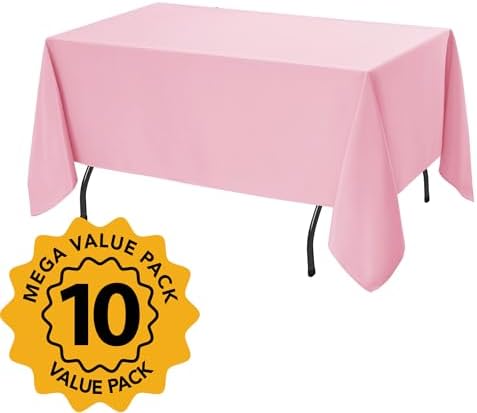 10-Pack Pink Tablecloths for Rectangle Tables, 70 x 108 Inches - Image 2