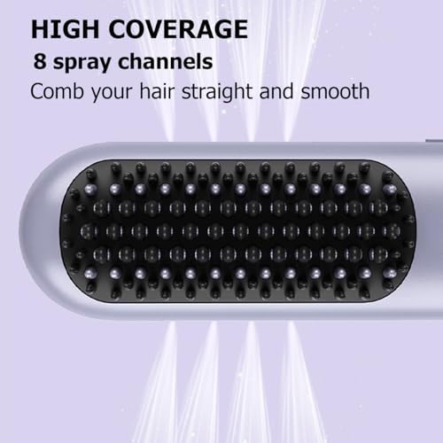 Cordless Hair Straightener Brush, 2 in 1 Curling & Straightening Brush with 200 Million Negative Ions, Mini Travel Hot Straightener Comb for Women, Fast Heating & Dual Voltage - Image 5