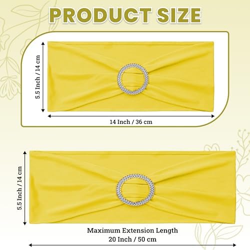 MDS Pack of 250 Spandex Chair Sashes for Wedding Party & Event – Yellow - Image 2