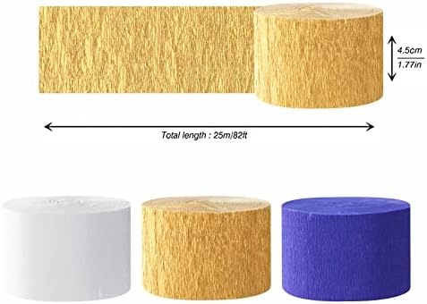 Navy-Blue White-Gold Crepe Paper Streamers - 9 Rolls Royal Blue Graduation 2026 Men Boy Birthday Party Decorations Streamer Wedding Bridal Shower Paper Garland Fathers Day Decor Panduola - Image 4