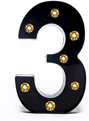 Foaky Black LED Marquee Number Lights Sign Light Up Marquee Number Lights Sign for Night Light Wedding Birthday Party Battery Powered Christmas Lamp Home Bar Decoration by Foaky