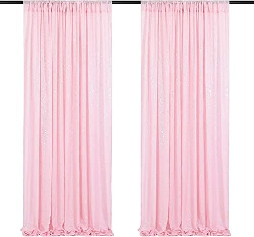 Poise3EHome 2Pcs 2Ft x 8Ft Pink Sequin Backdrop Curtains,Glitter Photography Background for Party Birthday Party Baby Shower Wedding Christmas Thanksgiving Holiday Festival Decor by Poise3EHome