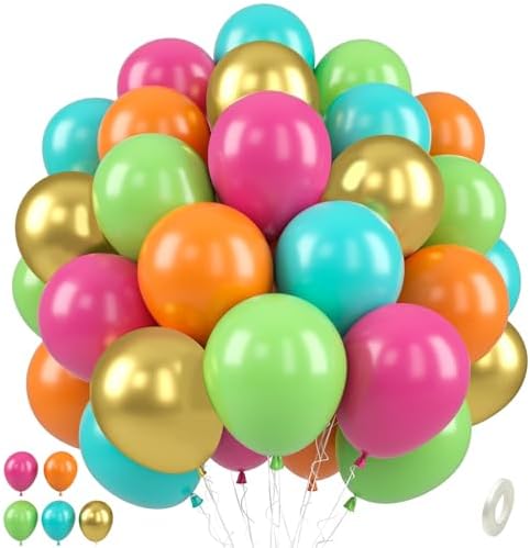 Paready Tropical Balloons, 50 Pcs Rainbow Summer Hawaiian Party Decorations by Paready