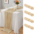 4 Pack Beige Cheesecloth Table Runner 10Ft, Gauze Table Runners 21.5 x 120 inch,Semi Sheer Cheese Cloth Fabric Runner Bulk for Wedding,Party,Baby Shower,Bridal Shower by Yemosa