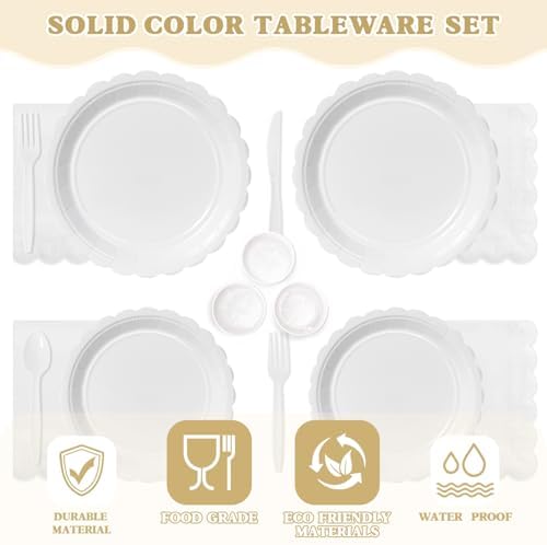 Vyntra 175 Pcs White Paper Plates and Napkins Party Supplies - Image 3