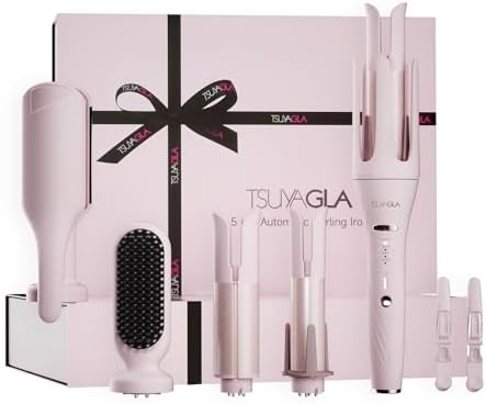 TSUYAGLA 5 in 1 Automatic Curling Iron Set with 3 Interchangeable Barrels by Tsuyagla