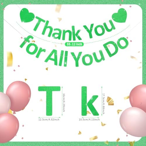 Thank You Banner Appreciation Banner for Appreciation Decorations Teacher Thanks Volunteer Events Office School Organization Thank You Parties (Green) - Image 3