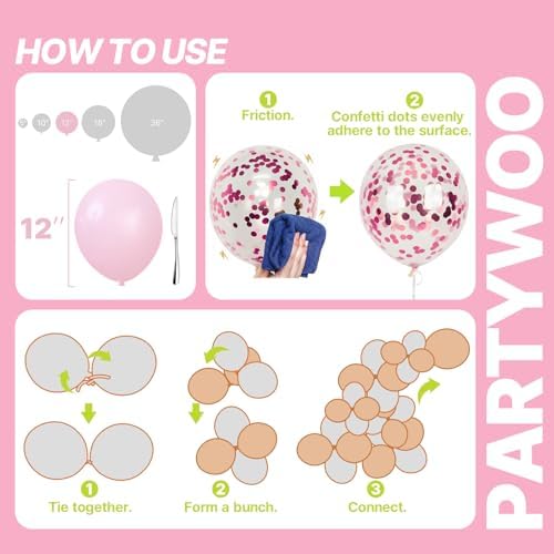 PartyWoo Hot Pink Balloons 66pcs 12 Inch Magenta Fuchsia Latex Balloons - Image 5