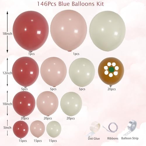 146PCS Cielito Lindo Baby Shower Girl Decorations,Pink Floral Balloon Arch Kit with Mexican Floral Print, Dusty Pink & Ivory White Fiesta Balloons, Wedding Birthday Bridal Shower Party Garland - Image 3