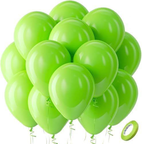 Bezente Lime Green Latex Round Helium Party Balloons 100 Pack 12 inch by Bezente