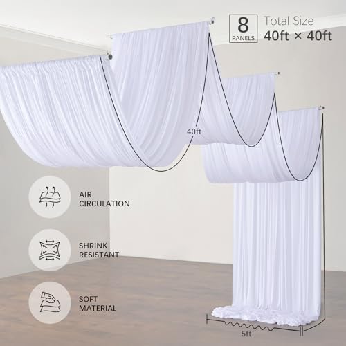 40ftx40ft White Ceiling Curtain for Wedding Parties - Image 6