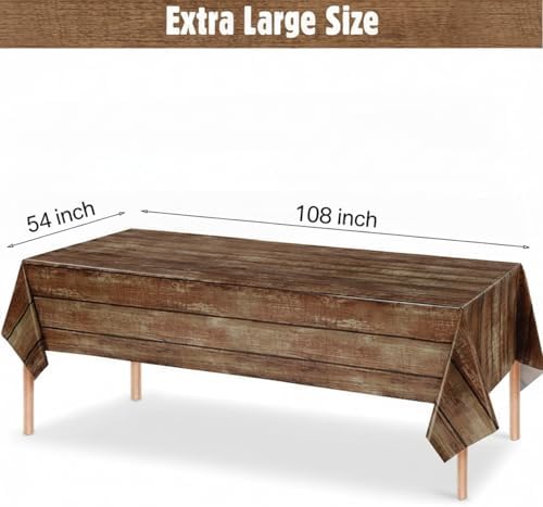 Irenare 12 Pcs Brown Wood Grain Western Tablecloth Plastic - Image 2