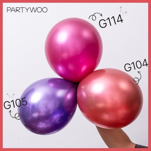 PartyWoo Metallic Pink Balloons 50pcs Chrome Hot Pink Magenta Fuchsia Color - Image 4